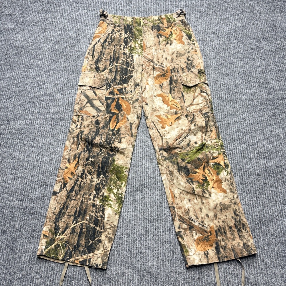 Cabela's Cargo Pants Kids 12 Brown Camo ZONZ Woodland Hunting Adjustable Waist